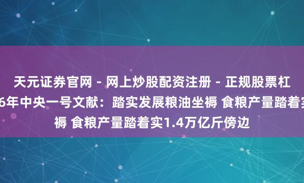 天元证券官网 - 网上炒股配资注册 - 正规股票杠杆怎么开户 2026年中央一号文献：踏实发展粮油坐褥 食粮产量踏着实1.4万亿斤傍边