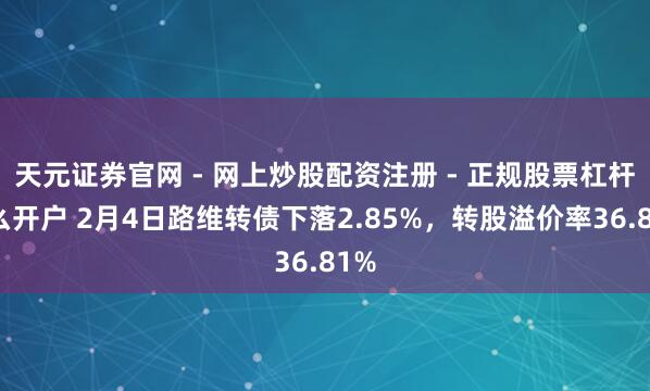 天元证券官网 - 网上炒股配资注册 - 正规股票杠杆怎么开户 2月4日路维转债下落2.85%，转股溢价率36.81%