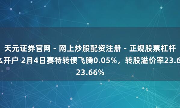 天元证券官网 - 网上炒股配资注册 - 正规股票杠杆怎么开户 2月4日赛特转债飞腾0.05%，转股溢价率23.66%