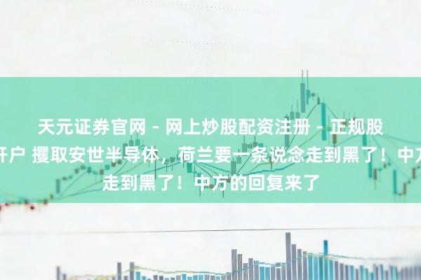 天元证券官网 - 网上炒股配资注册 - 正规股票杠杆怎么开户 攫取安世半导体，荷兰要一条说念走到黑了！中方的回复来了