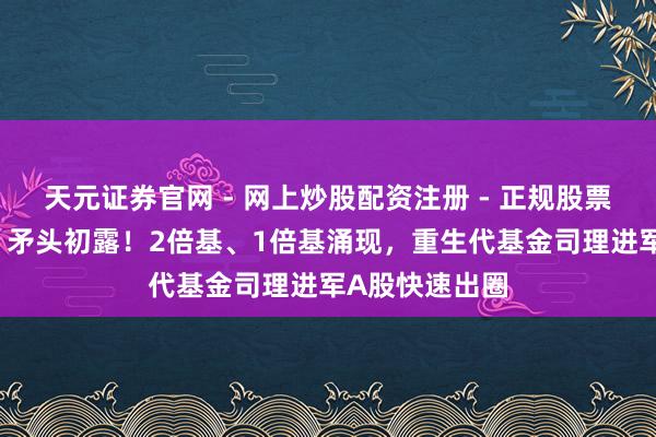 天元证券官网 - 网上炒股配资注册 - 正规股票杠杆怎么开户 矛头初露！2倍基、1倍基涌现，重生代基金司理进军A股快速出圈