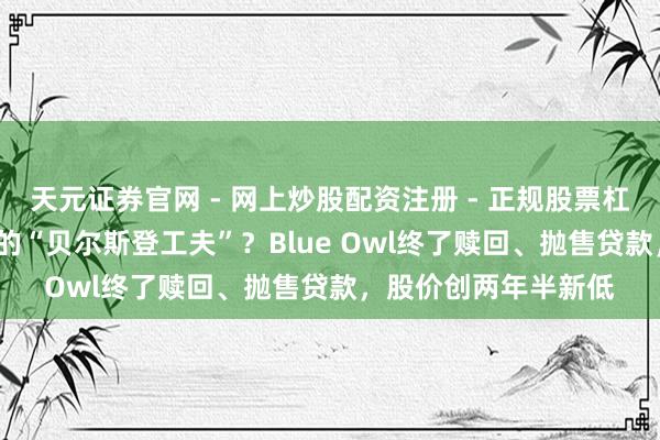 天元证券官网 - 网上炒股配资注册 - 正规股票杠杆怎么开户 PE危境的“贝尔斯登工夫”？Blue Owl终了赎回、抛售贷款，股价创两年半新低