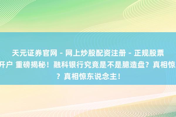 天元证券官网 - 网上炒股配资注册 - 正规股票杠杆怎么开户 重磅揭秘！融科银行究竟是不是臆造盘？真相惊东说念主！