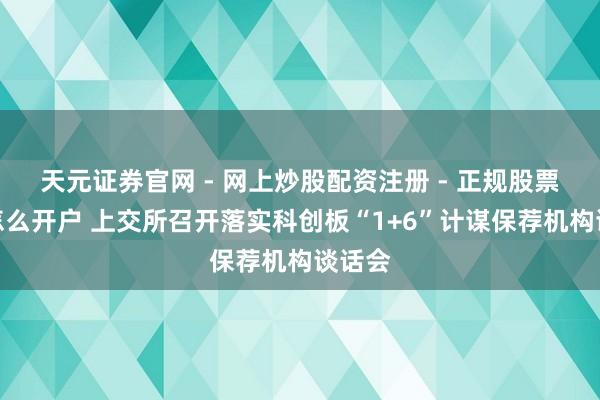 天元证券官网 - 网上炒股配资注册 - 正规股票杠杆怎么开户 上交所召开落实科创板“1+6”计谋保荐机构谈话会