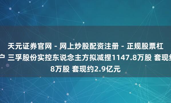 天元证券官网 - 网上炒股配资注册 - 正规股票杠杆怎么开户 三孚股份实控东说念主方拟减捏1147.8万股 套现约2.9亿元