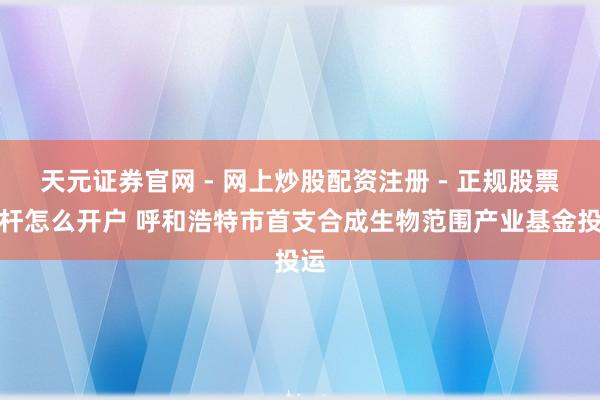 天元证券官网 - 网上炒股配资注册 - 正规股票杠杆怎么开户 呼和浩特市首支合成生物范围产业基金投运