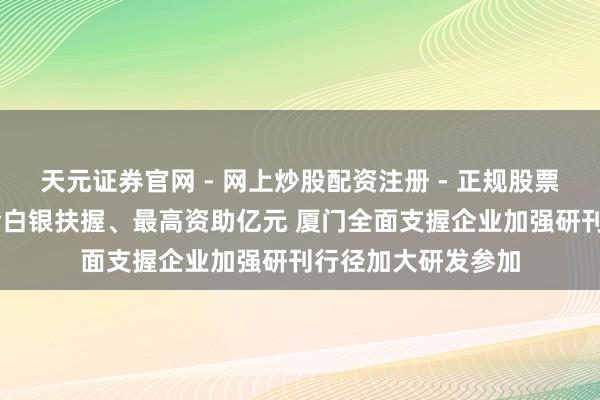 天元证券官网 - 网上炒股配资注册 - 正规股票杠杆怎么开户 真金白银扶握、最高资助亿元 厦门全面支握企业加强研刊行径加大研发参加