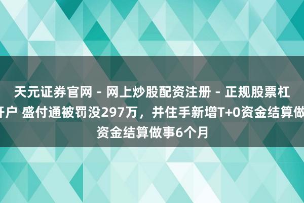 天元证券官网 - 网上炒股配资注册 - 正规股票杠杆怎么开户 盛付通被罚没297万，并住手新增T+0资金结算做事6个月