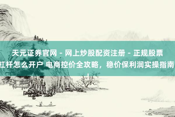 天元证券官网 - 网上炒股配资注册 - 正规股票杠杆怎么开户 电商控价全攻略，稳价保利润实操指南！