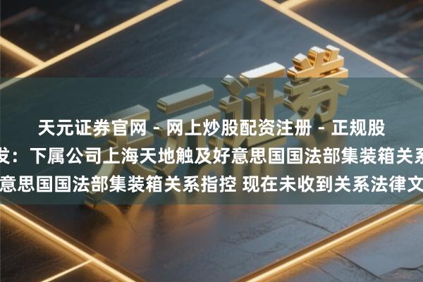天元证券官网 - 网上炒股配资注册 - 正规股票杠杆怎么开户 中远海发：下属公司上海天地触及好意思国国法部集装箱关系指控 现在未收到关系法律文告