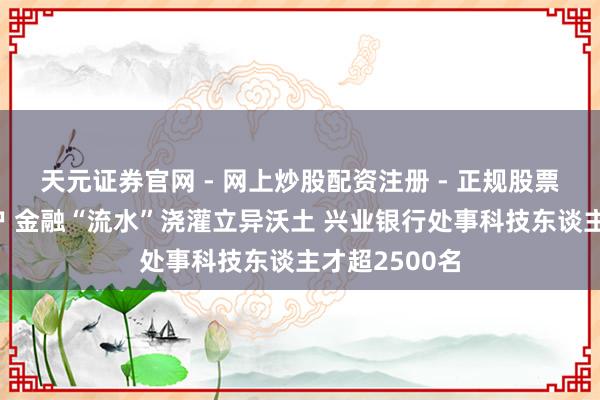 天元证券官网 - 网上炒股配资注册 - 正规股票杠杆怎么开户 金融“流水”浇灌立异沃土 兴业银行处事科技东谈主才超2500名